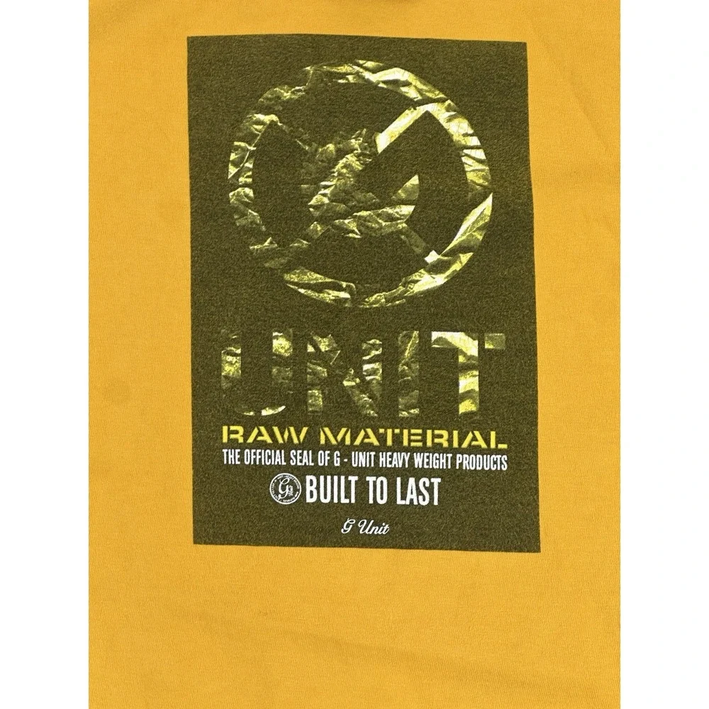 Vintage 2000s G-Unit T-Shirt XL Yellow Gold Foil Graphic 50 Cent Hip Hop Tee